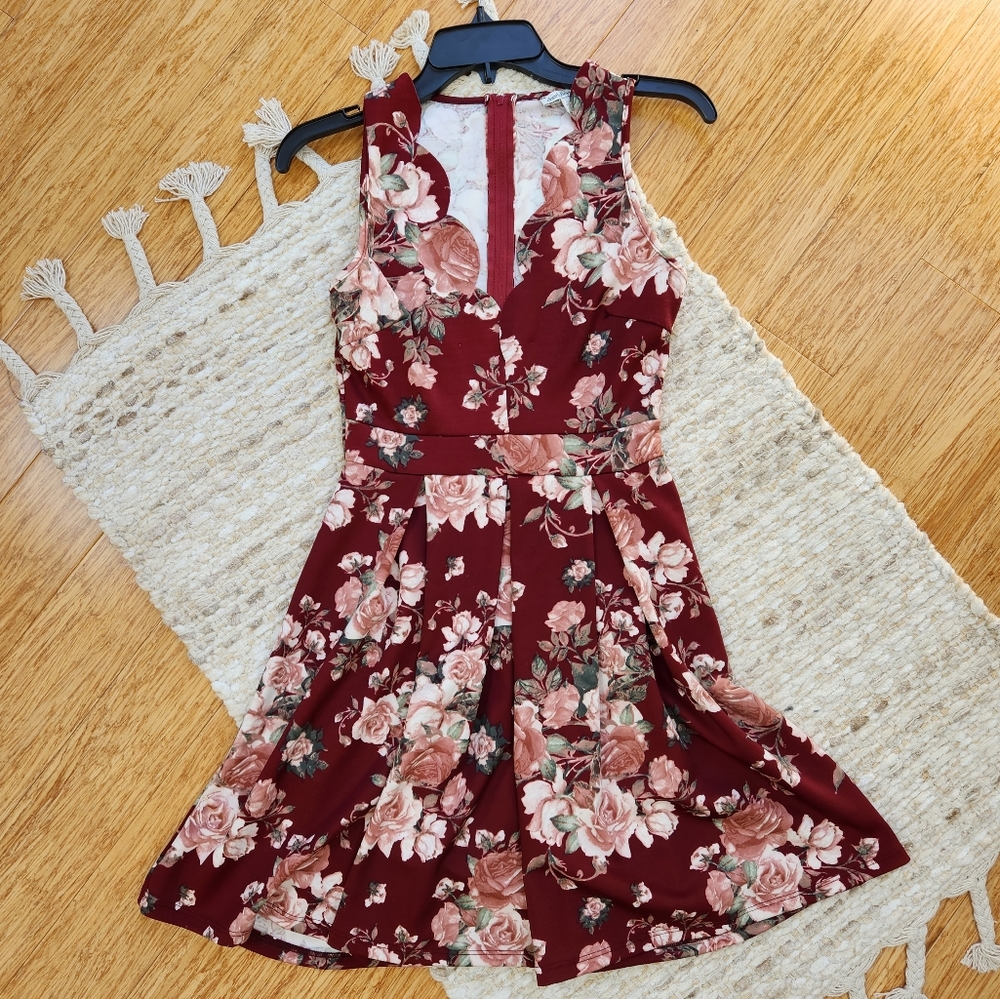 Charlotte Russe Burgundy Floral Dress